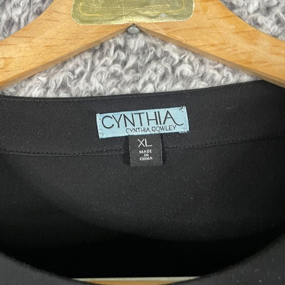 CYNTHIA Rowley Cocktail Dress Fit and Flare Black Cap Sleeve Side Zip Women's XL - Picture 5 of 10